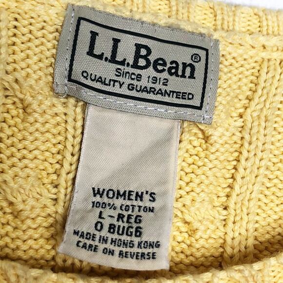 Vintage L.L. BEAN Fisherman Heavy Chunky Cable Knit Sweater Large Grandpa Yellow - Picture 7 of 7